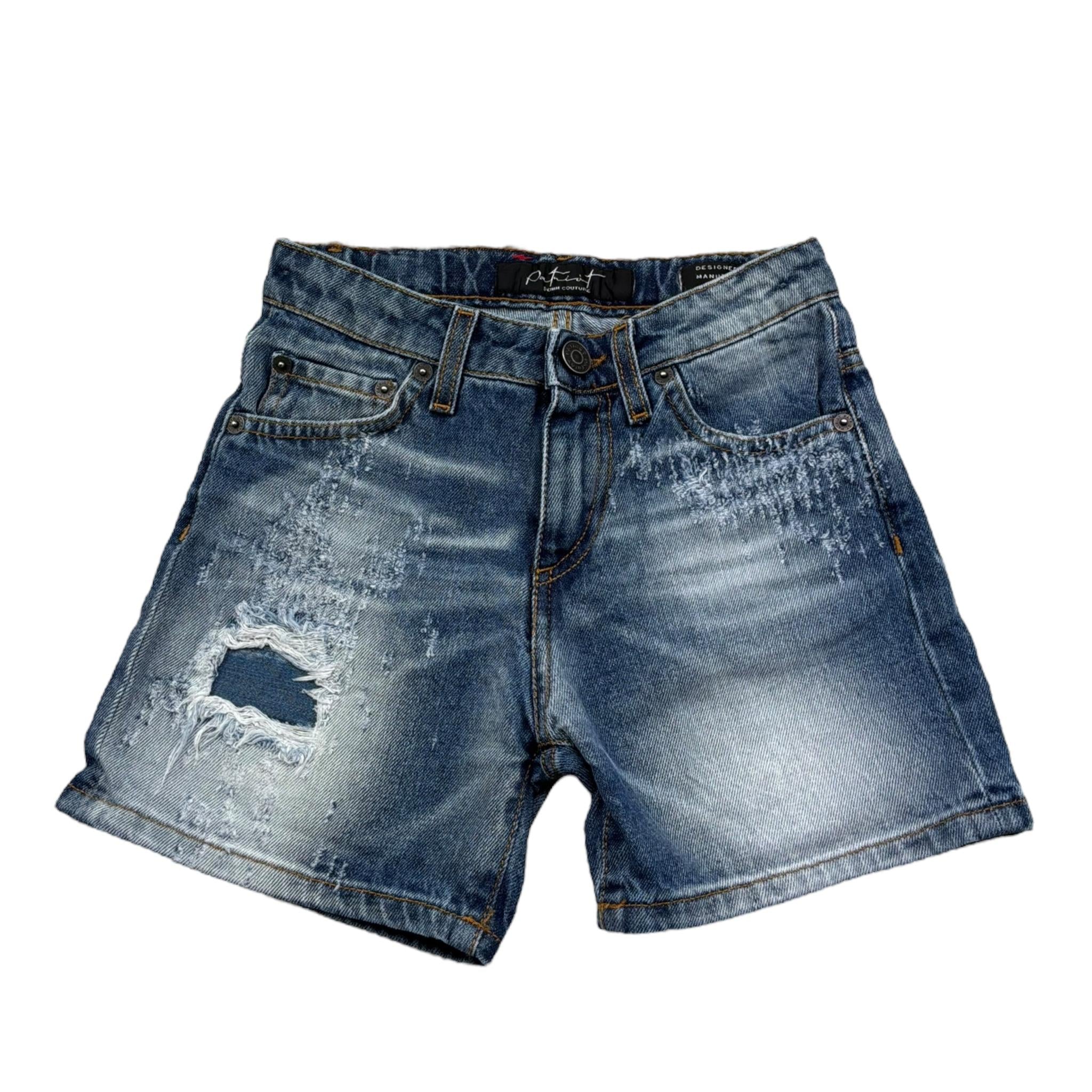 Patriot Bermuda In Denim Tinta Unita con Strappi per Bambino PJ5S2SPCK01 BLU PATRIOT 