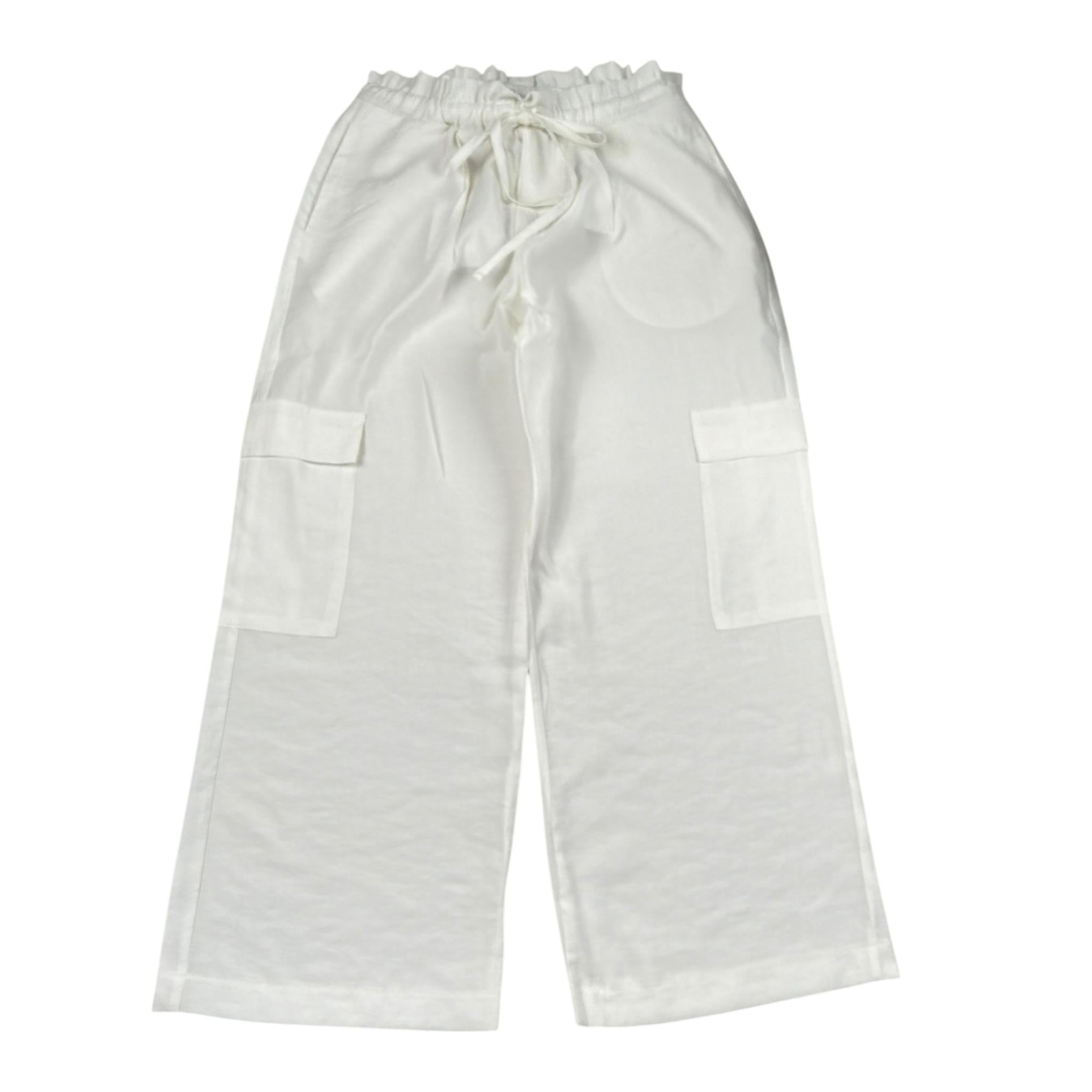 Lu Lu By Miss Grant Pantalone Tinta Unita Modello A Palazzo per Bambina LL2757 BIANCO LU LU BY MISS GRANT 