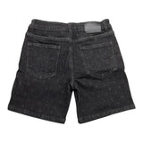 Cesare Paciotti Solid Color Denim Bermuda Shorts With Adjustable Waistband Black For Boys