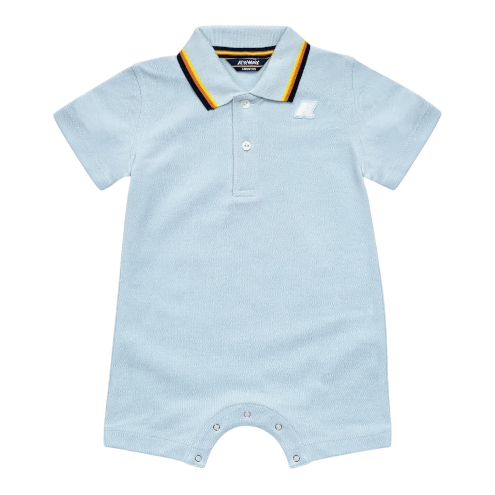 K-Way Pagliaccetto Mezza Manica Tinta Unita con Stampa per Neonato K71373W AZZURRO K-WAY 