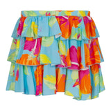 Pinko Plain Skirt With Blue Flower Pattern For Girls