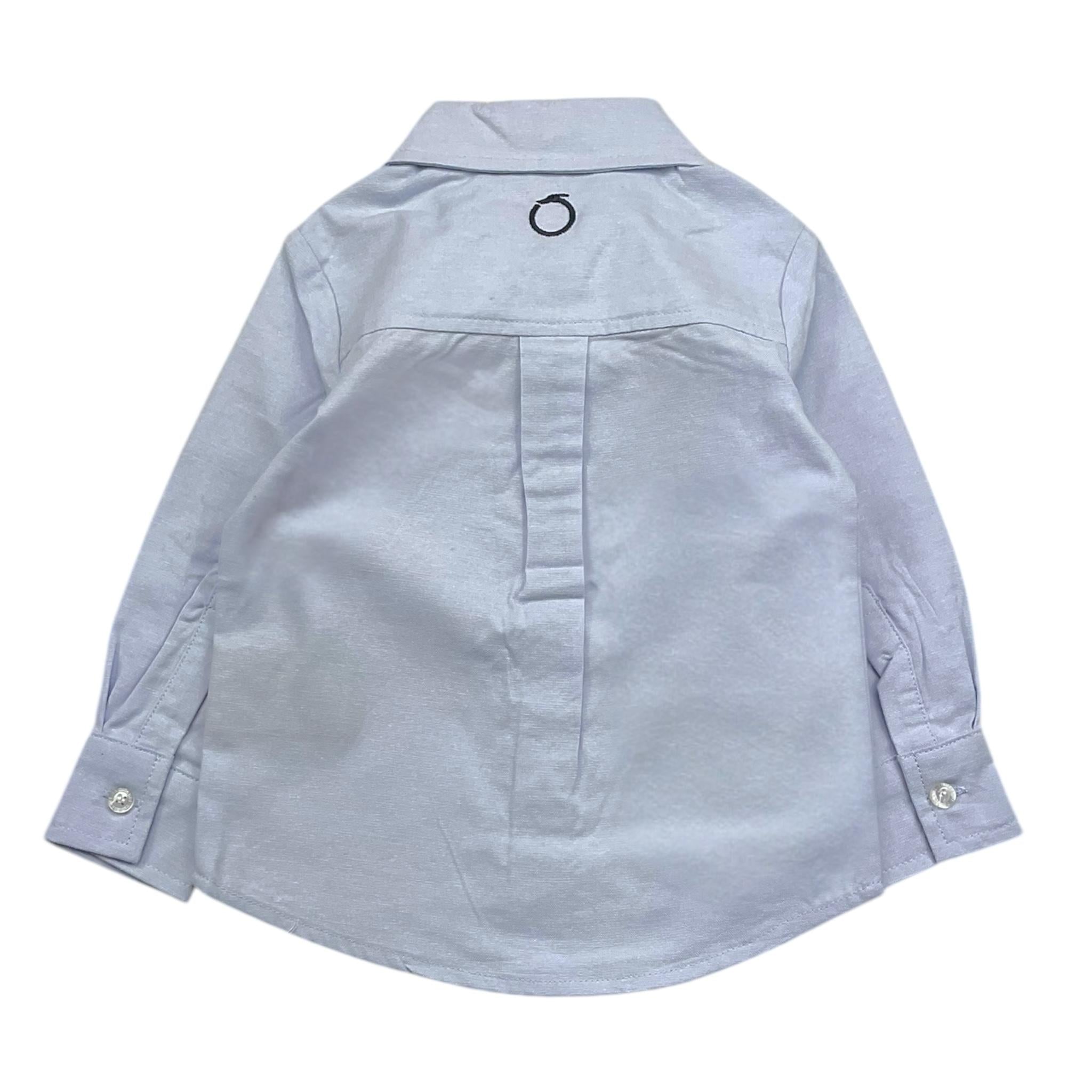 TRUSSARDI camicia manica lunga tinta unita con stampa Azzurro per Neonato TIA24066CAX AZZURRO TRUSSARDI 