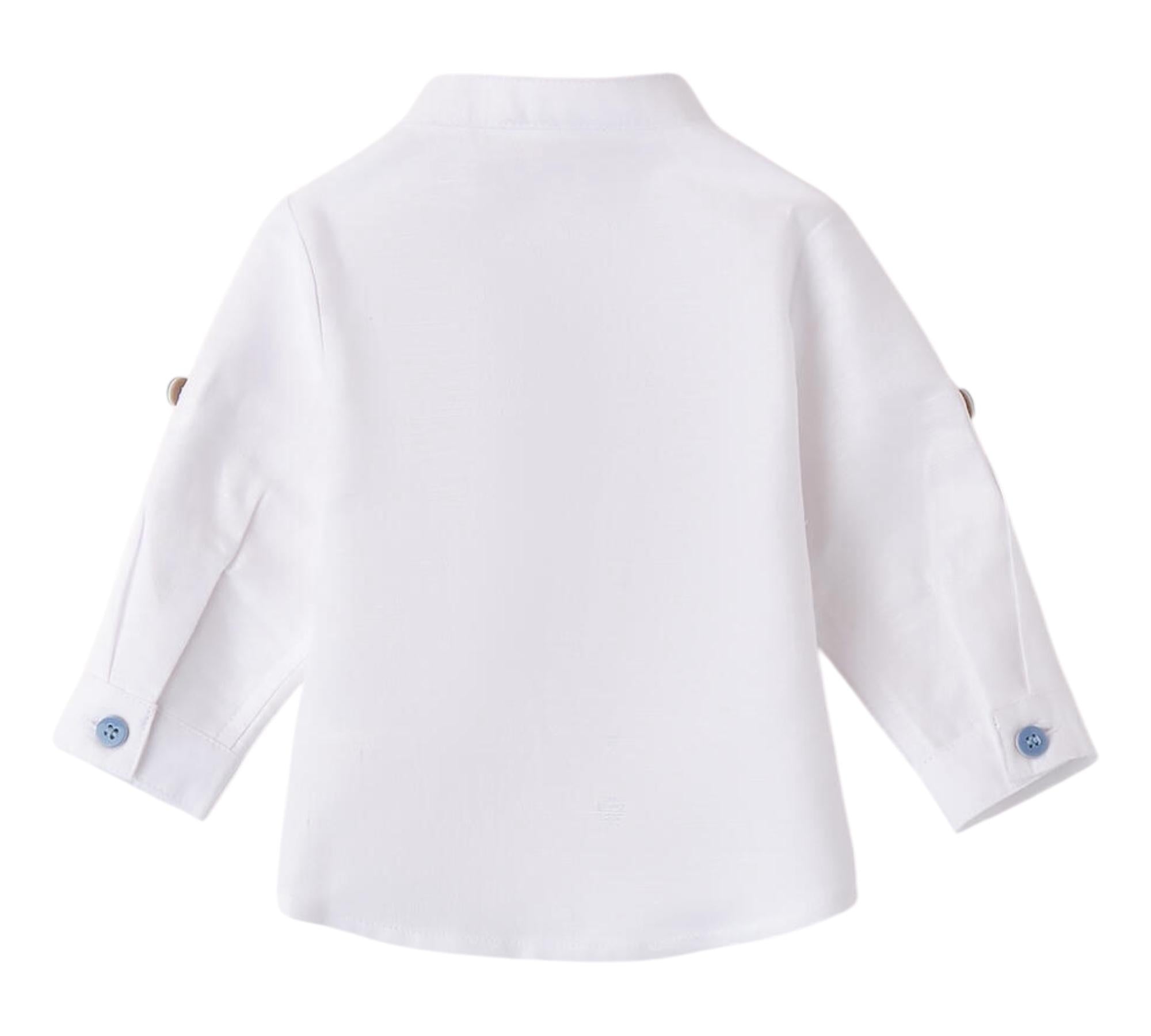 Minibanda Camicia Manica Lunga Tinta Unita Collo Coreano per Neonato 3B603 BIANCO MINIBANDA 