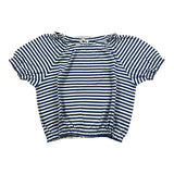 Zhoe &amp; Tobiah Two-Tone T-Shirt With White/Blue Stripe Pattern For Girls