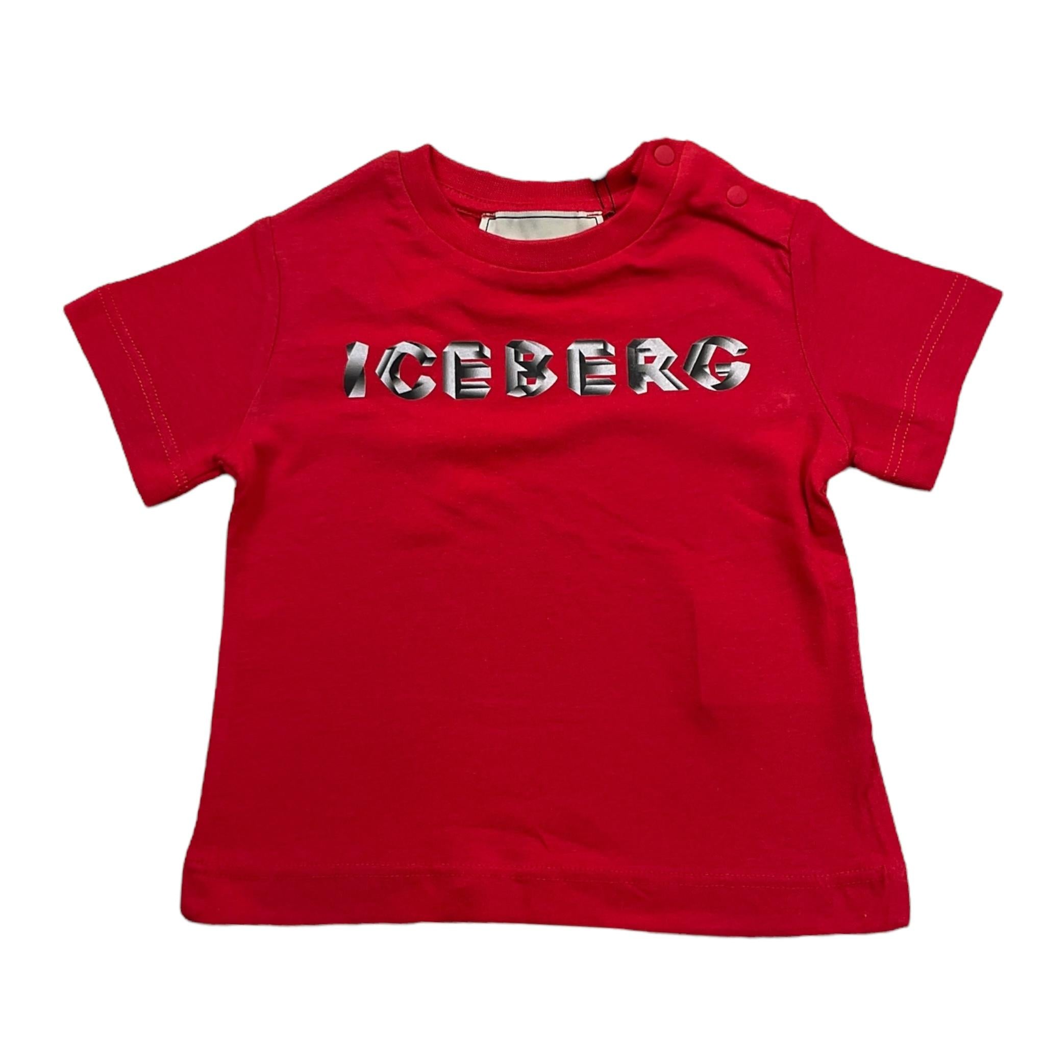 Iceberg T-Shirt Girocollo Tinta Unita con Stampa per Neonato TSICE5108B ROSSO ICEBERG 