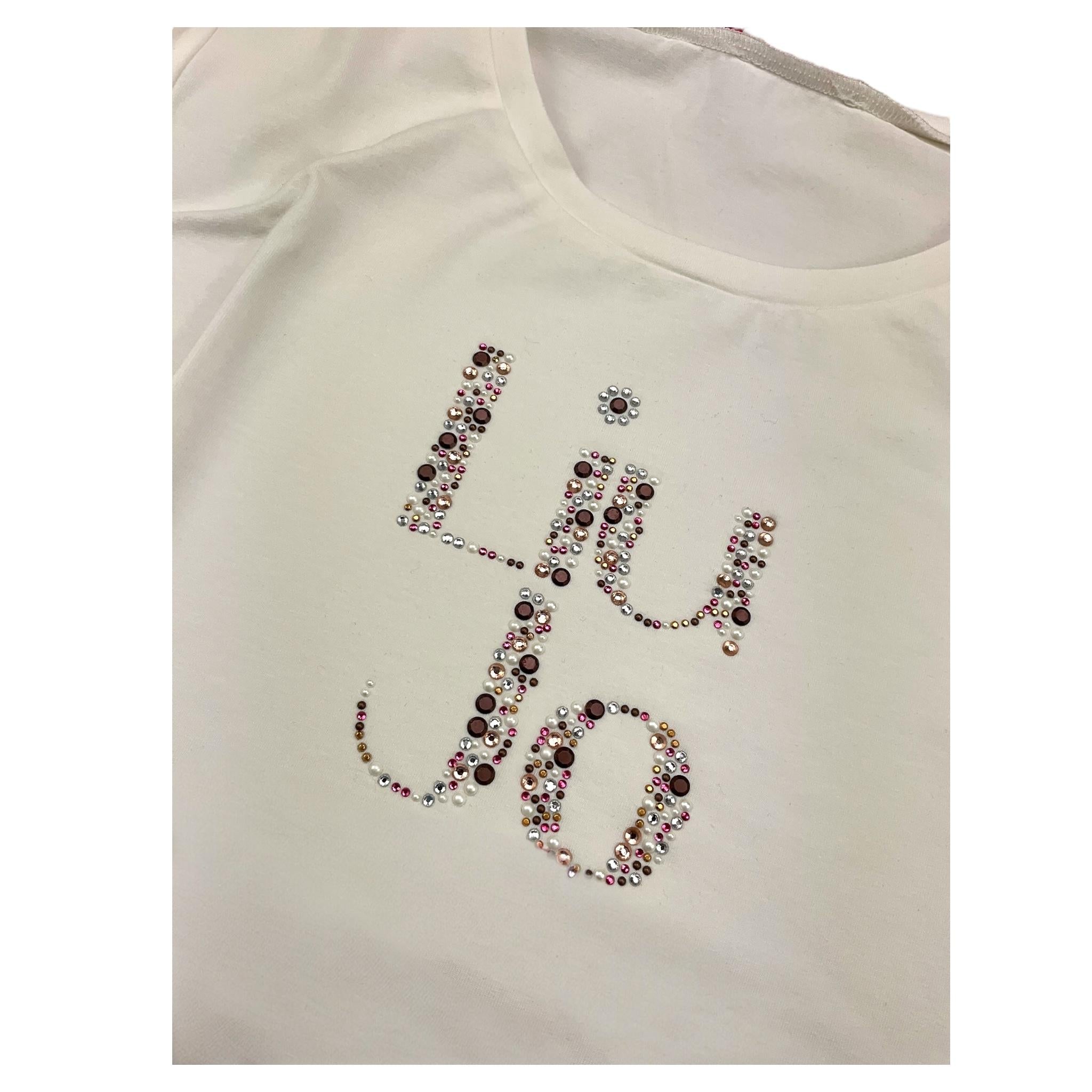 LIU JO shirt girocollo tinta unita con stampa e applicazioni Bianco per Bambina GF4093XX BIANCO LIU JO 