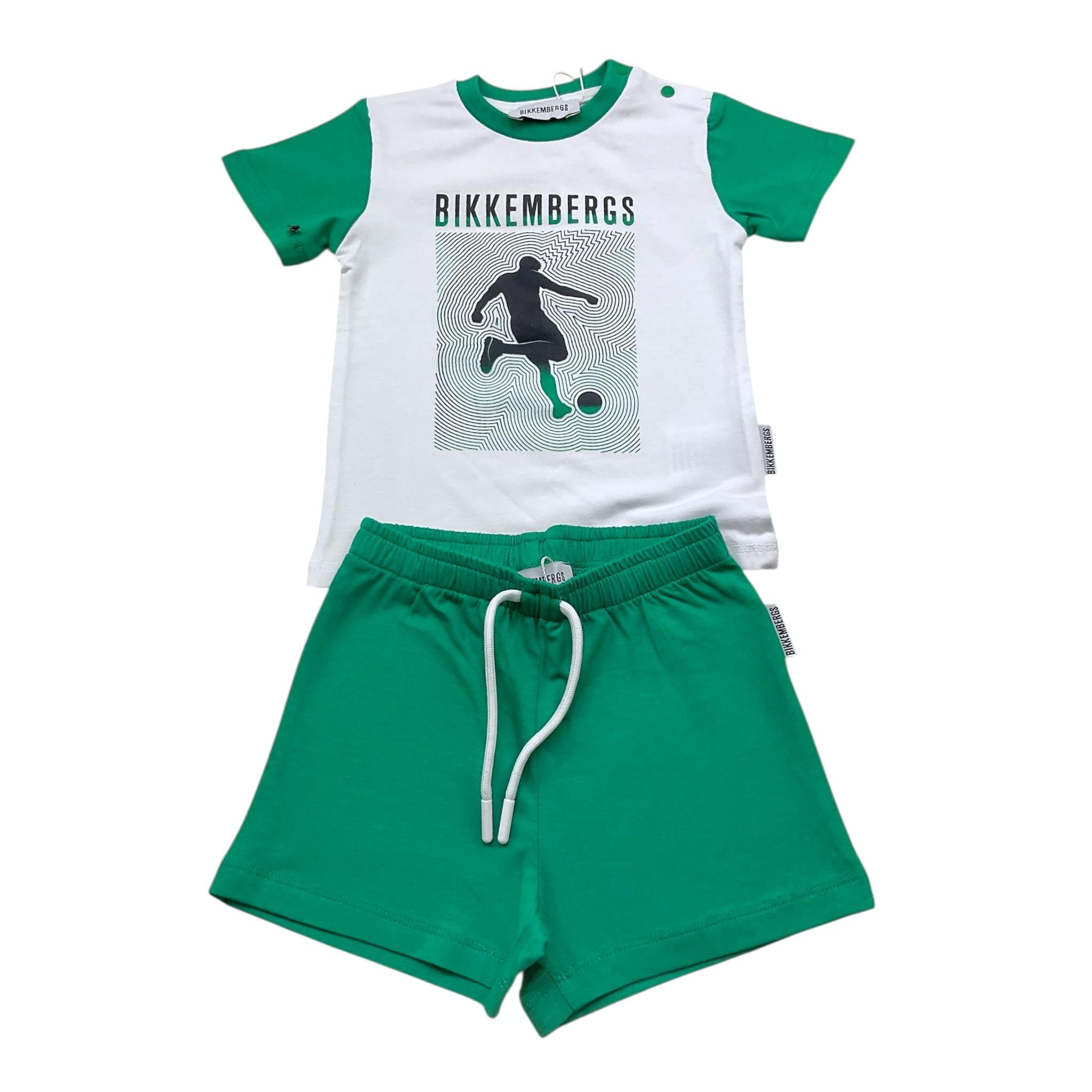 Bikkembergs Completo 2 Pezzi T-Shirt-Bermuda Bicolore per Neonato BK3417 BIANCO/VERDE BiKKEMBERGS 