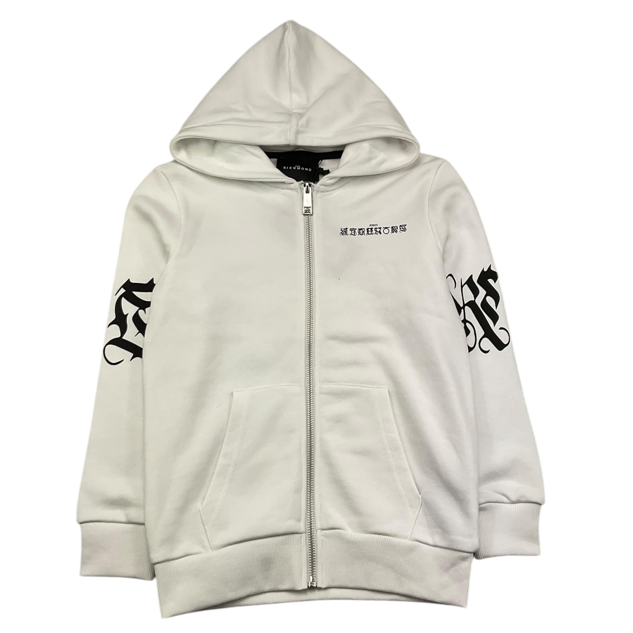 JOHN RICHMOND felpa con zip e cappuccio tinta unita con stampa  Bianco per Bambino RBA25048FE BIANCO JOHN RICHMOND 