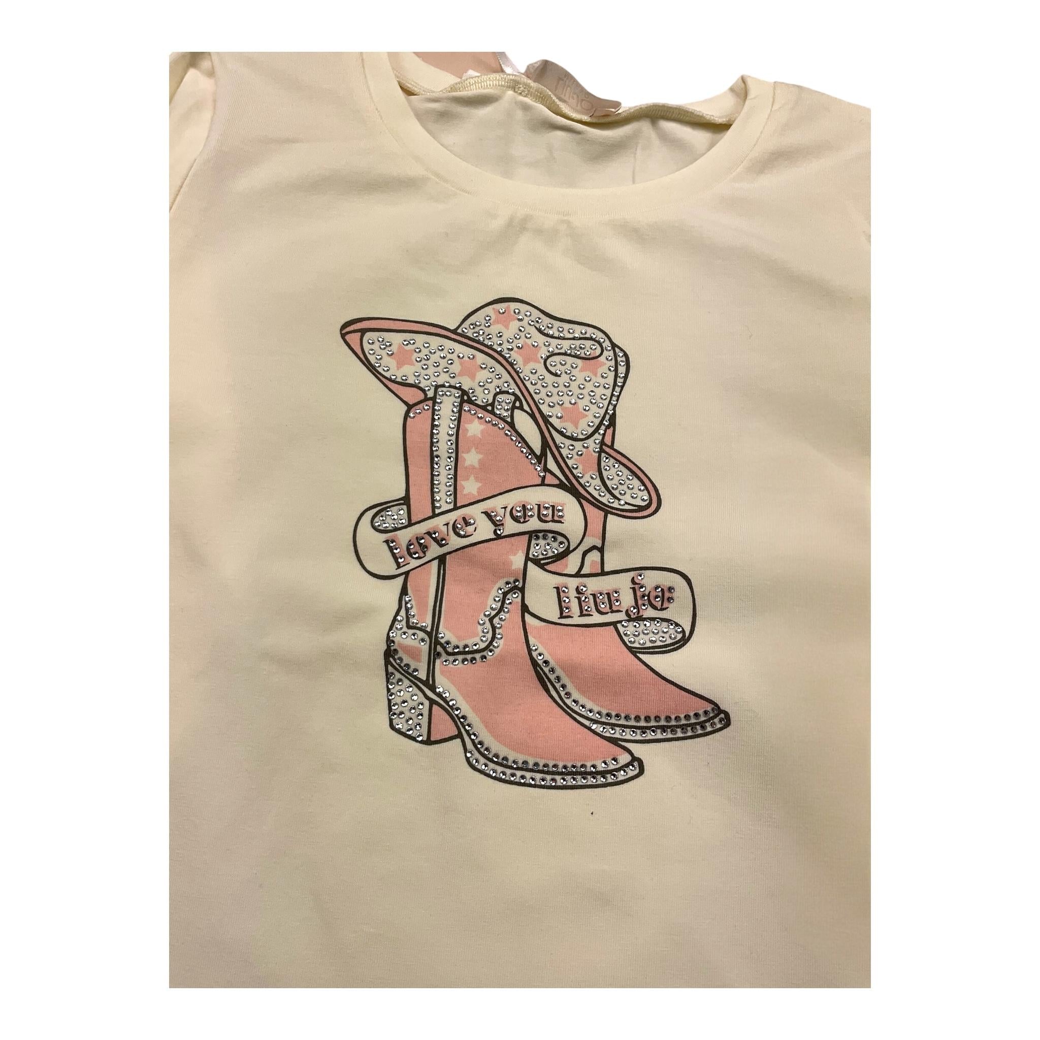LIU JO shirt girocollo tinta unita cn stampa brillantinata Panna per Bambina KF4059XX PANNA LIU JO 