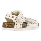 Colors Of California Solid Color Sandals With Glitter Buckles White For Baby Girl