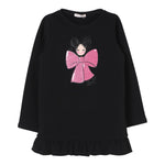 LIU JO abito in felpa girocollo tinta unita con stampa Nero per Bambina KF4107X NERO LIU JO 