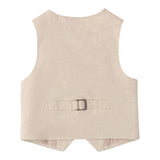Sarabanda Solid Color Vest With Beige Pocket Square For Boys