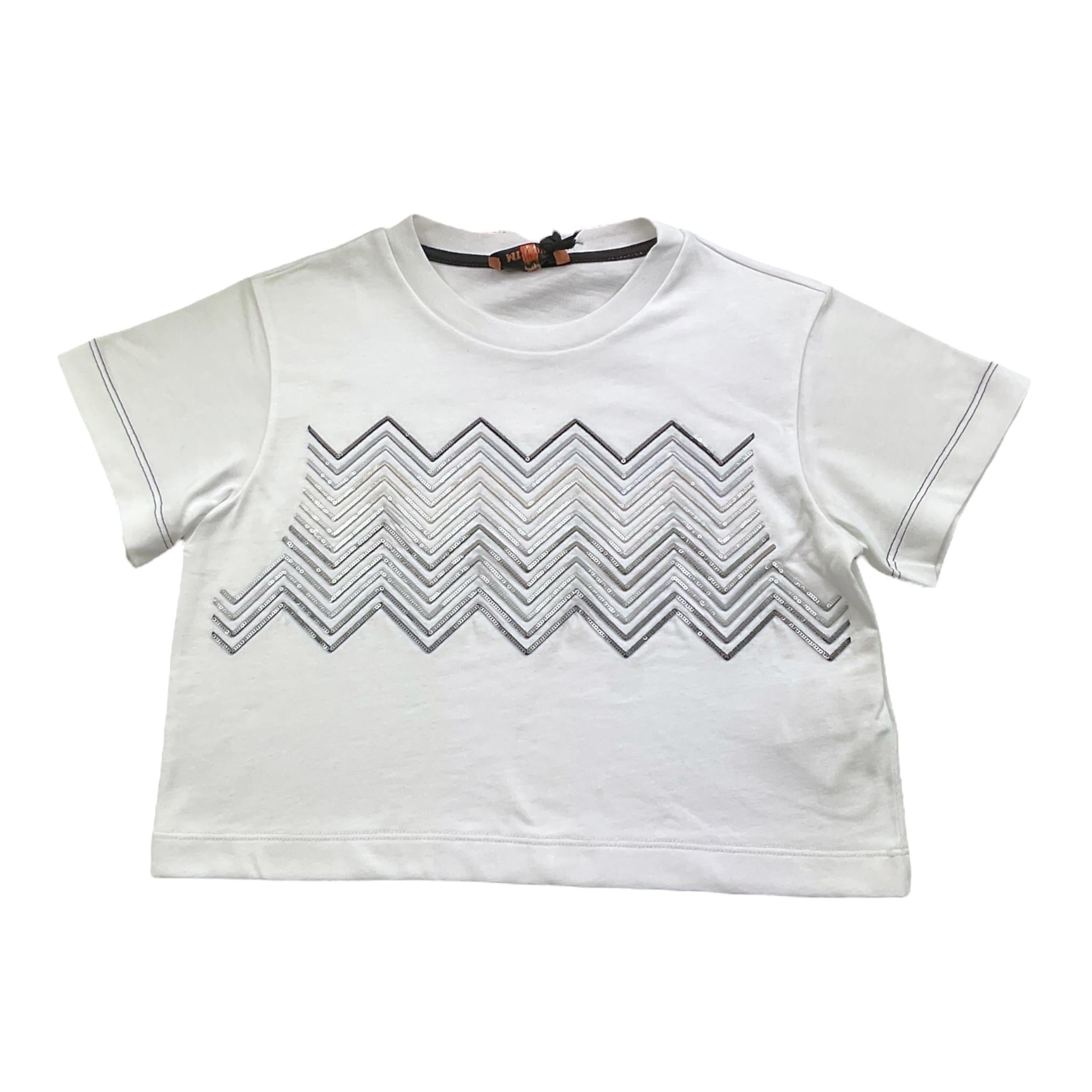 Missoni T-Shirt Girocollo Tinta Unita con Paillettes per Bambina MV8A31 BIANCO MISSONI 