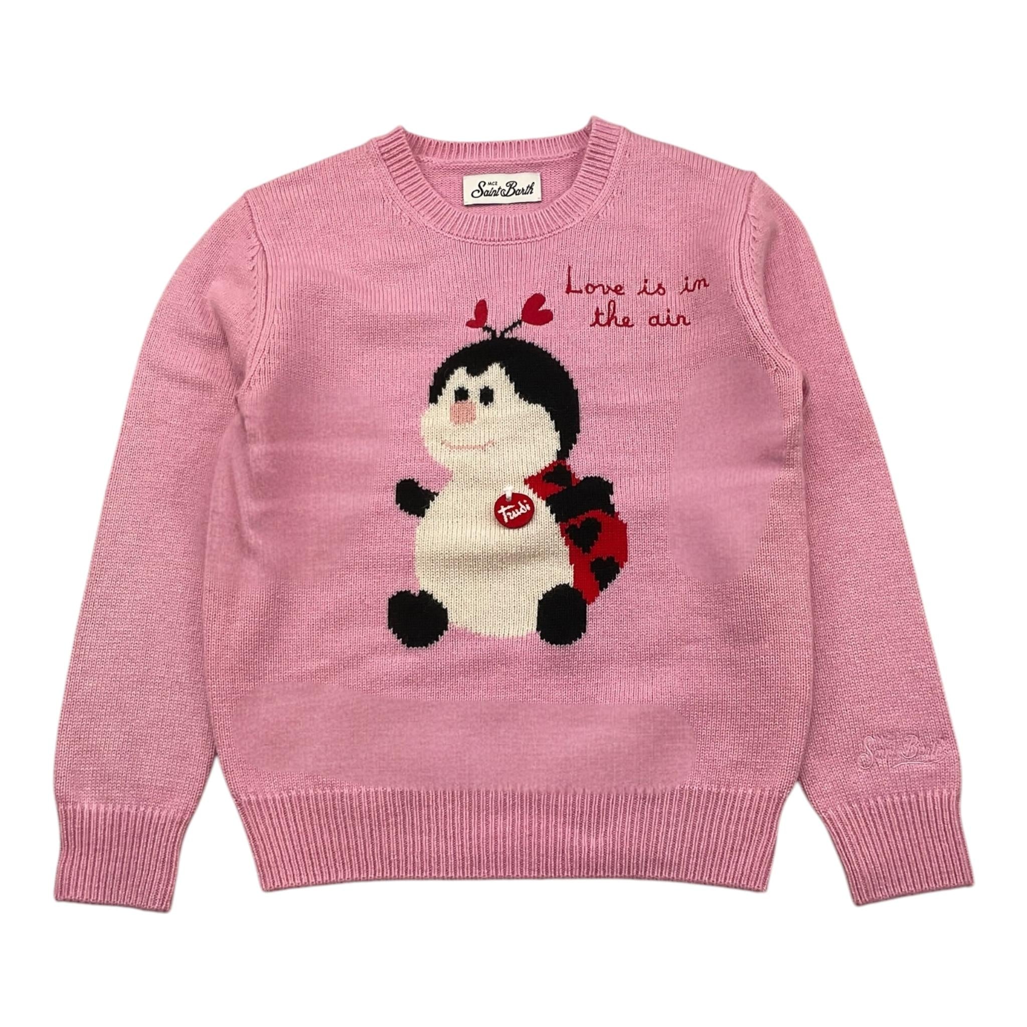 SAINT BARTH maglia girocollo tinta unita con stampa Rosa per Bambina TRUDIPRIN ROSA SAINT BARTH 