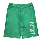 N°21 Solid Color Fleece Bermuda Shorts With Green Logo Print For Boys