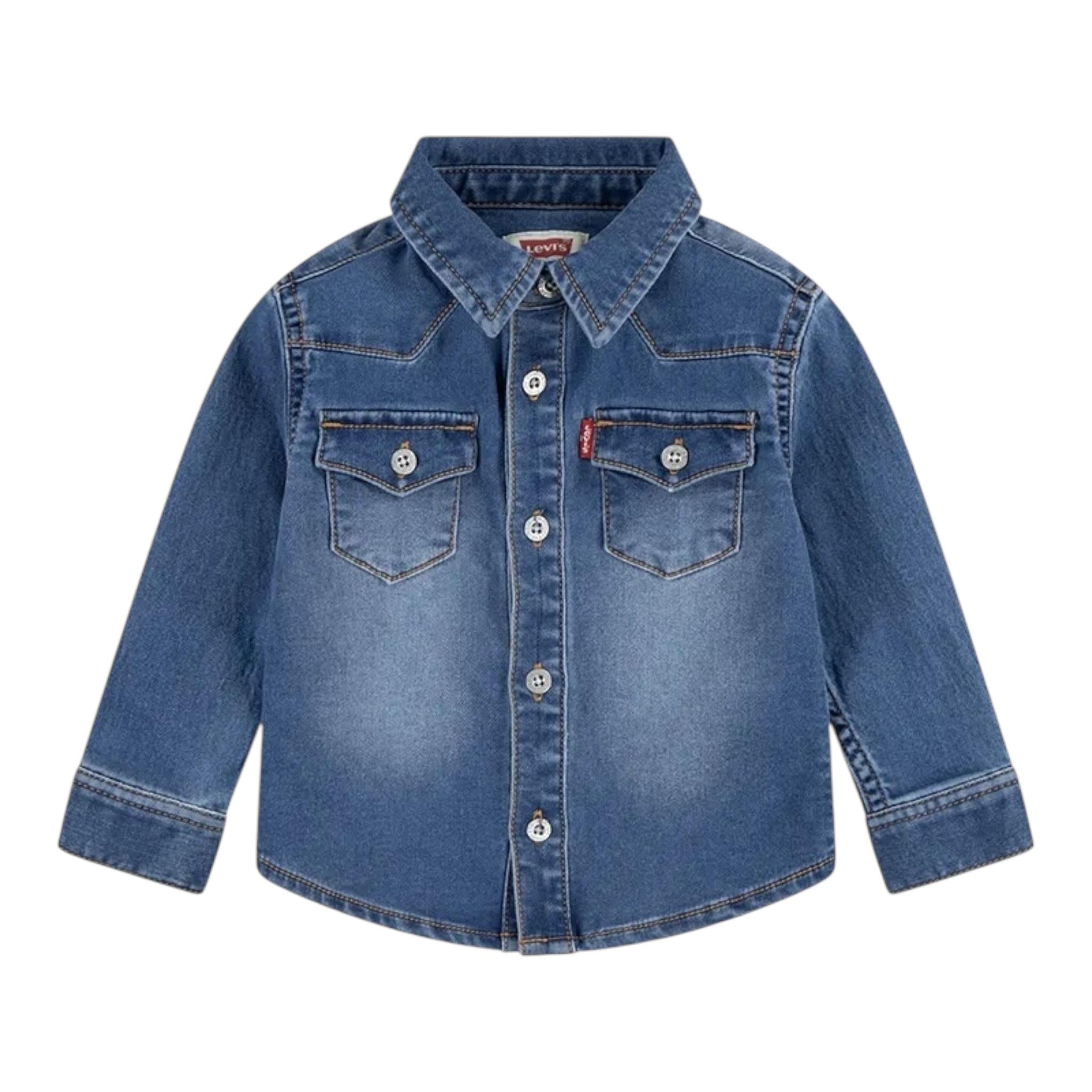 Levi'S Camicia In Denim Tinta Unita per Neonato 6EM335 BLU LEVI'S 