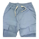 M+E' Solid Color Pants with Elastic Waist Light Blue for Boys