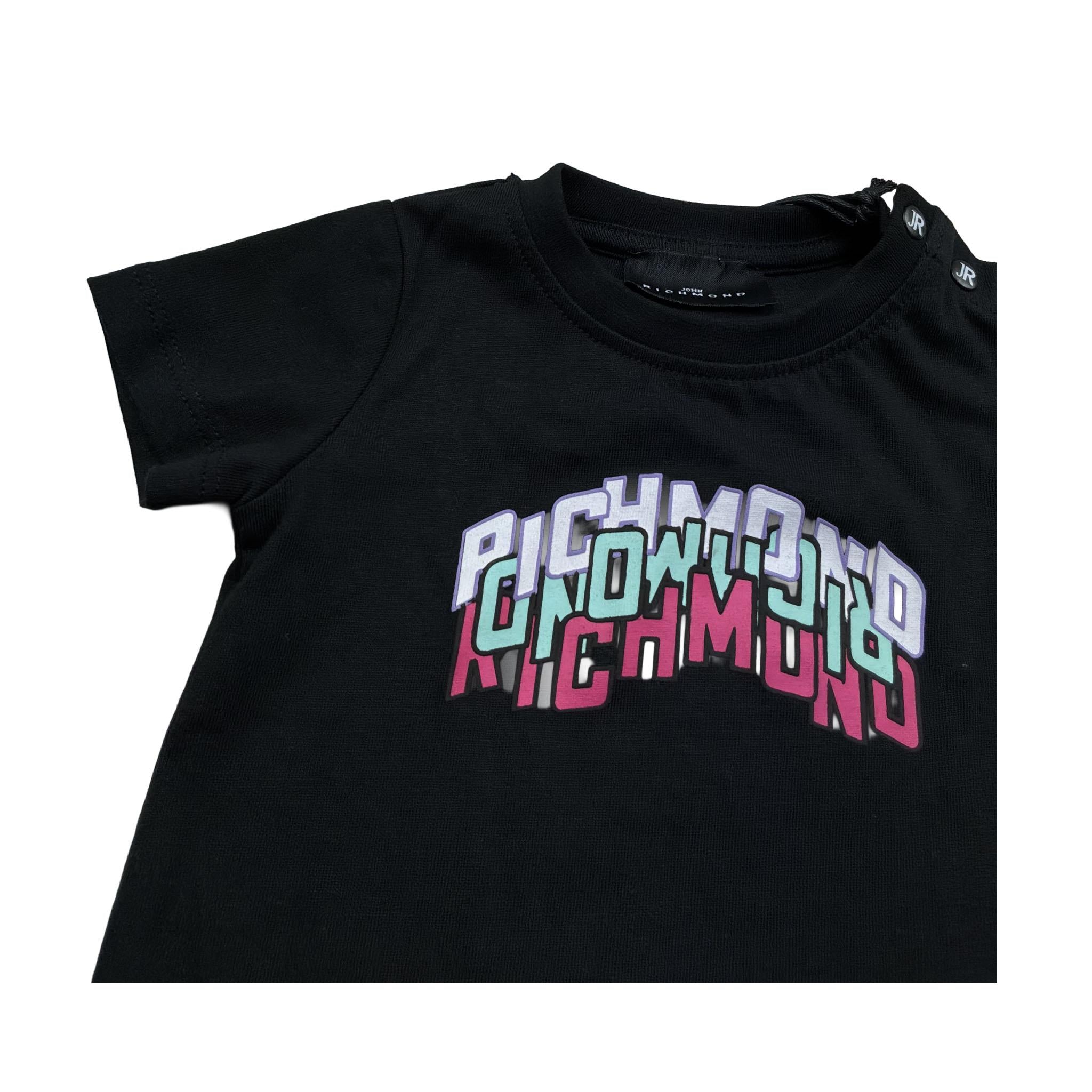 John Richmond T-Shirt Girocollo Tinta Unita con Logo per Neonata RIP26085TS NERO JOHN RICHMOND 