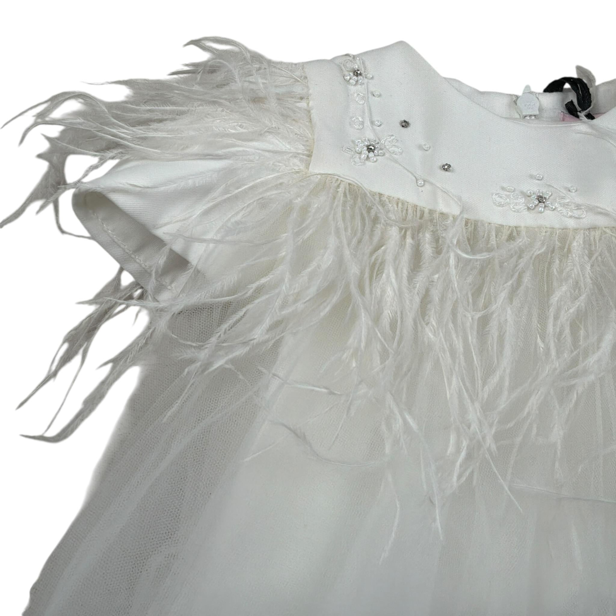 Nunzia Corinna Abito Giromanica tinta unita con Tulle Bianco per Neonata NB2013742 BIANCO NUNZIA CORINNA 