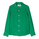 Saint Barth Camicia Manica Lunga Tinta Unita Collo Coreano per Bambino CMSNT VERDE SAINT BARTH 