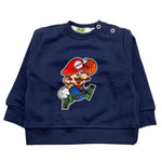 MOUSSE felpa chiusa girocollo tinta unita con stampa mario Blu per Neonato HKNFG368N BLU MOUSSE 