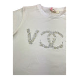 Vicolo Plain T-Shirt with Cream Appliques for Girls