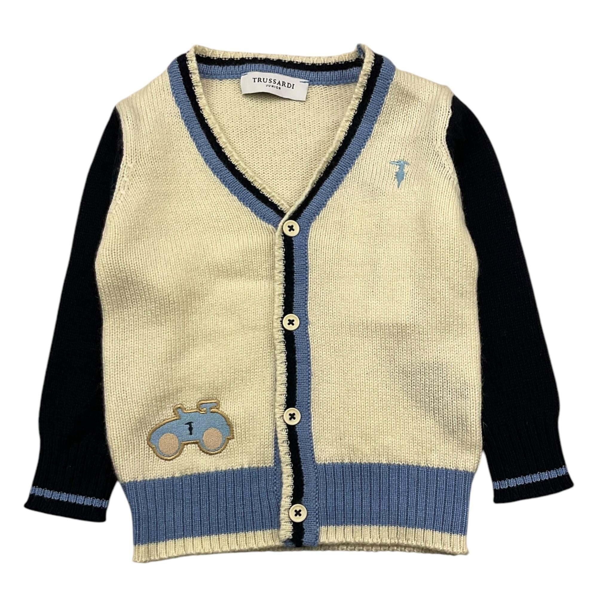 TRUSSARDI cardigan tinta unita con maniche in contrasto Panna per Neonato TIA25112 PANNA TRUSSARDI 