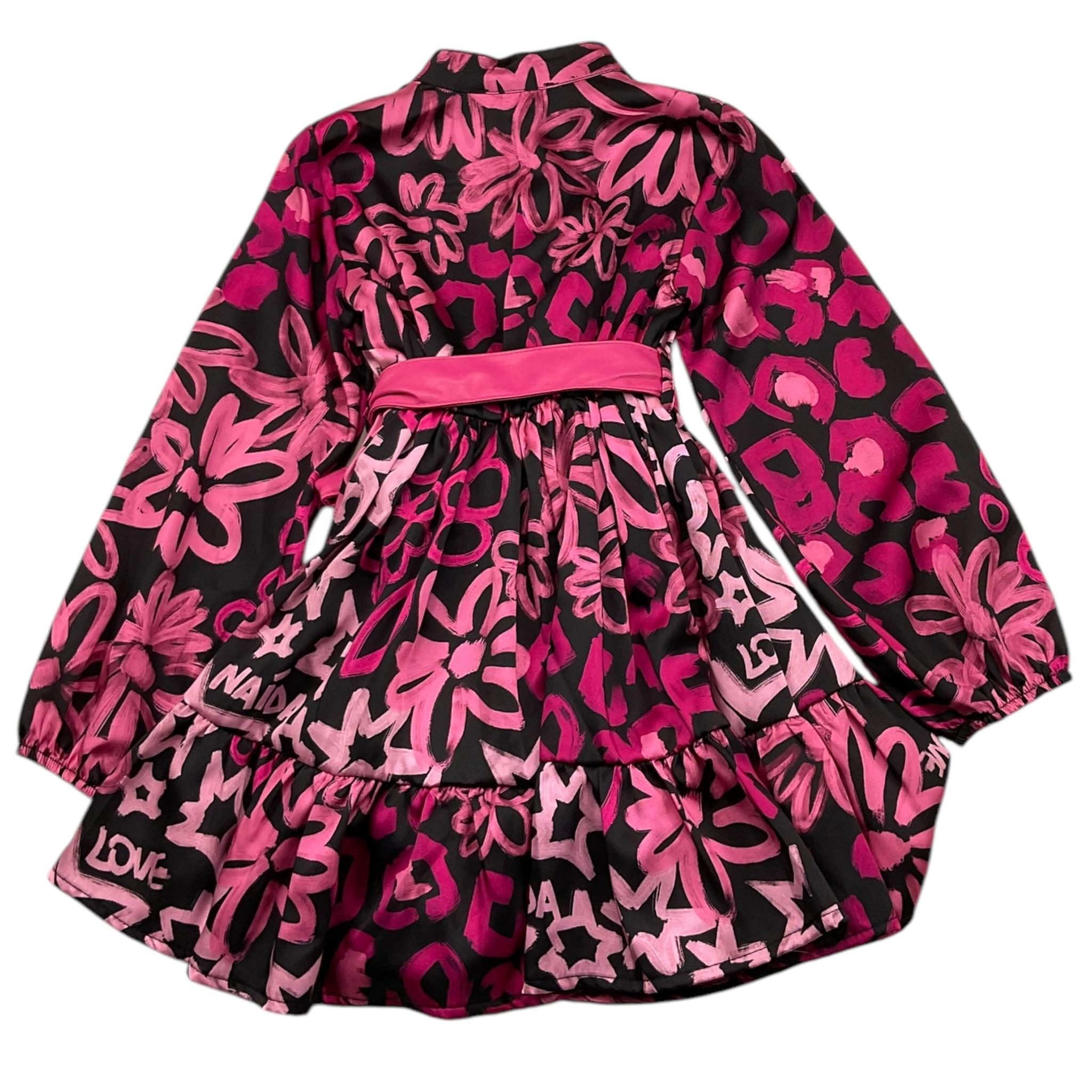 NAIDA abito manica lunga stampa fantasia Fuxia per Bambina NAAB289 FUXIA NAIDA 