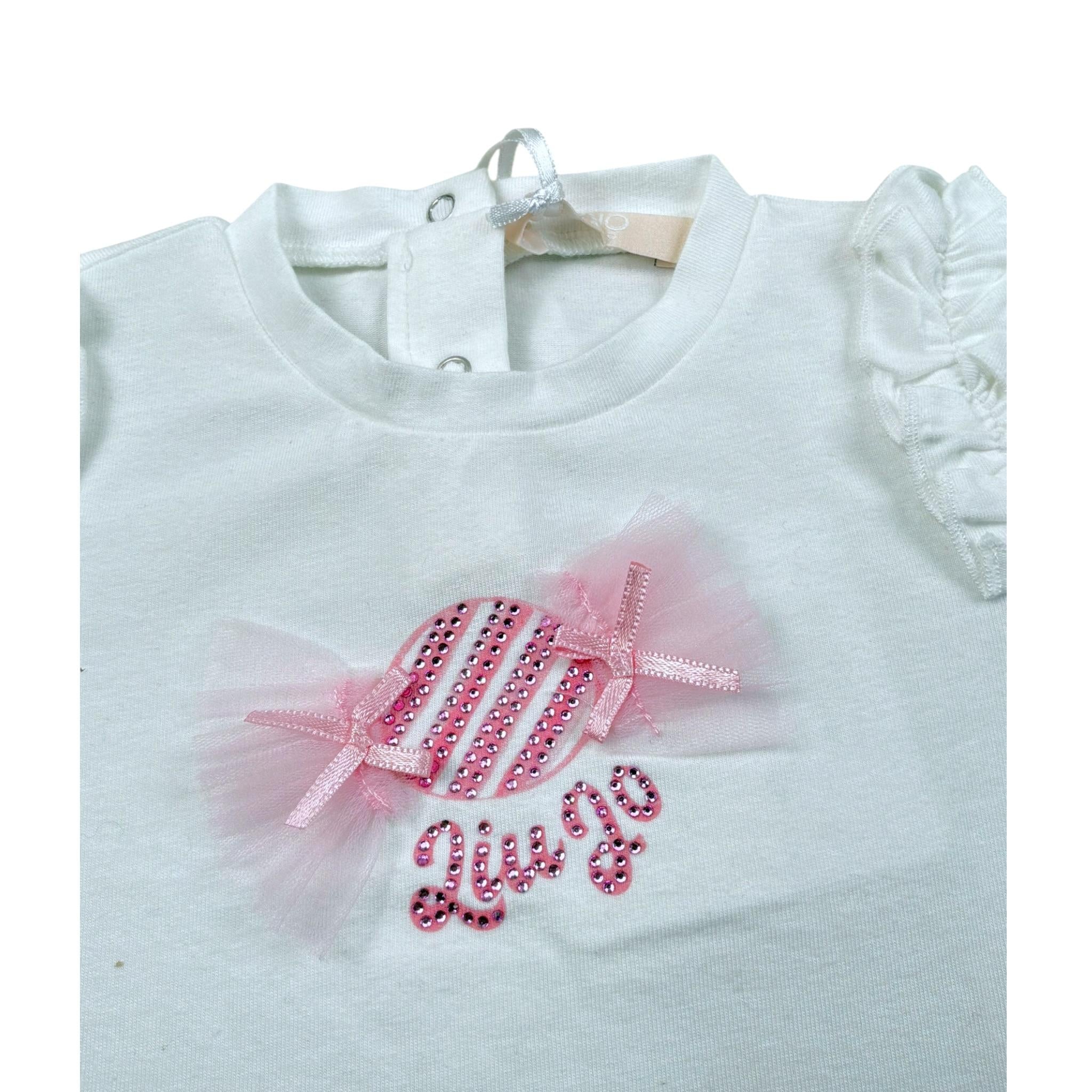 Liu Jo T-Shirt Tinta Unita con Stampa per Neonata HA4078J5003 BIANCO LIU JO 