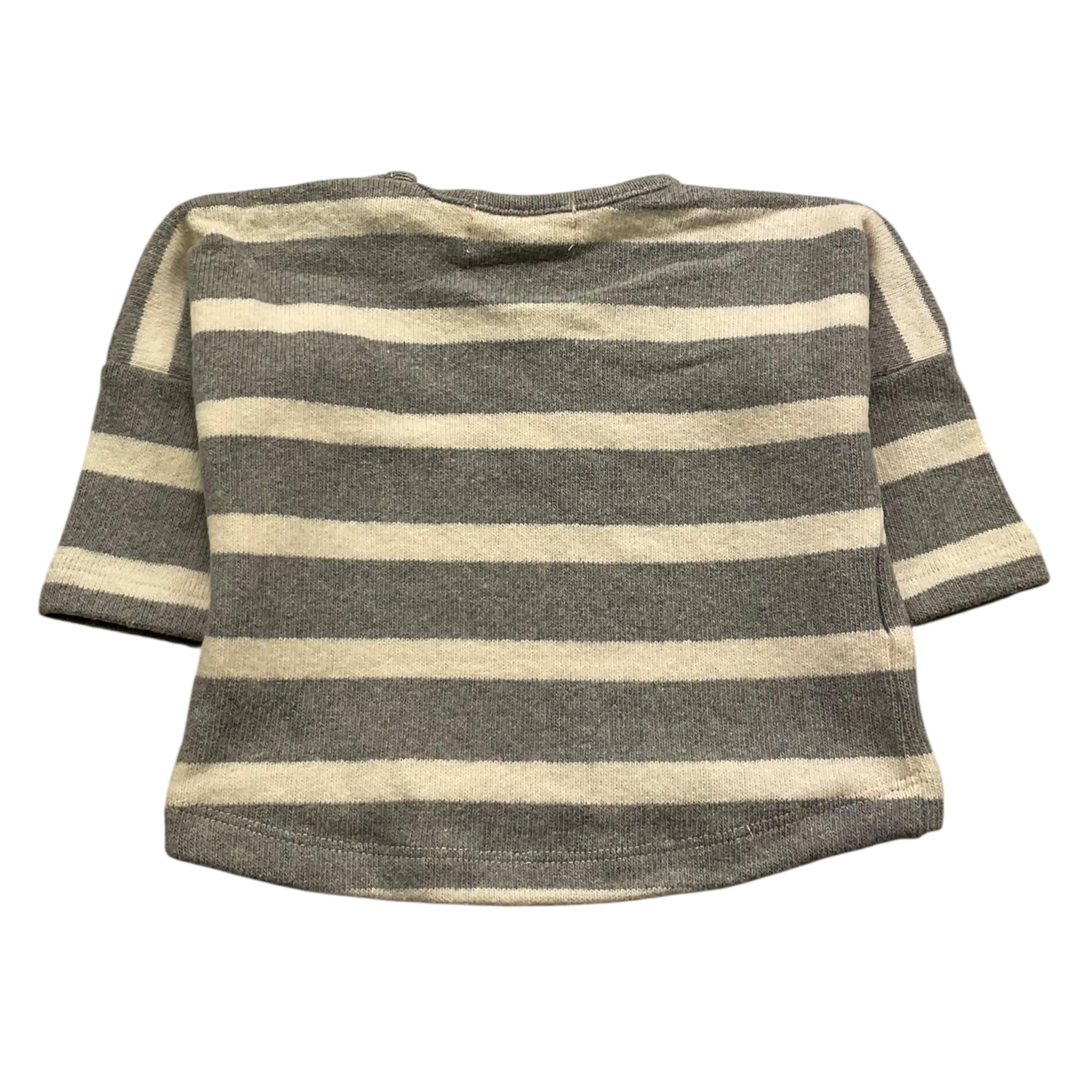 PETIT INDI maglia fantasia a righe Panna/grigio per Neonato AW24B3006 PANNA/GRIGIO PETIT INDI 