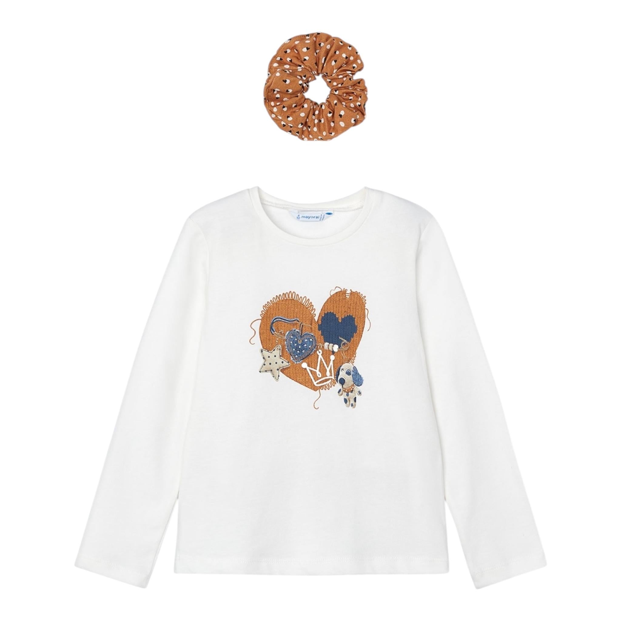 MAYORAL set shirt girocollo tinta unita con stampa-elastico per capelli Bianco per Neonata 4069N BIANCO MAYORAL 