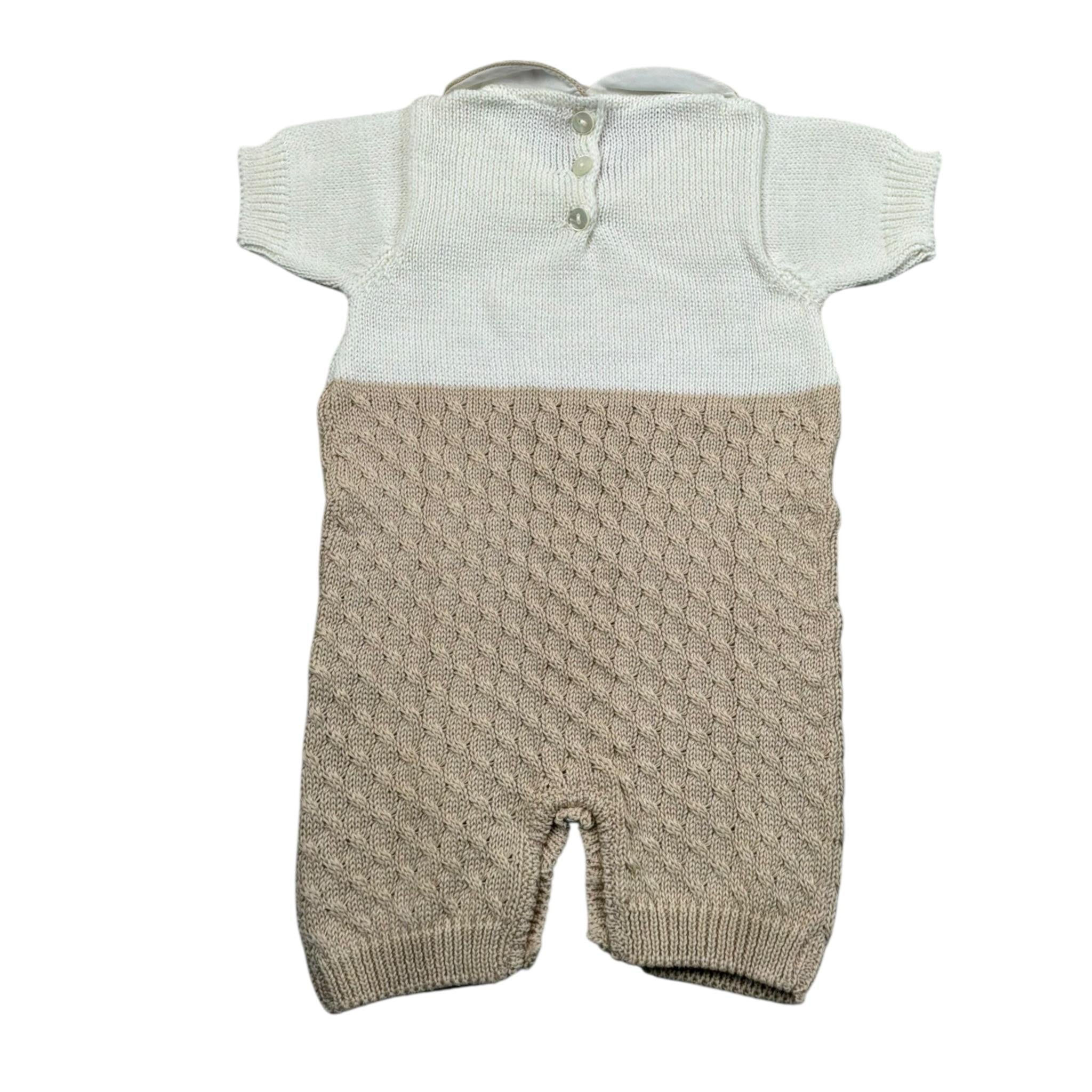 Scaldacuore pagliaccetto Bicolore Mezza Manica per Neonato TR02PE24 BIANCO/BEIGE SCALDACUORE 