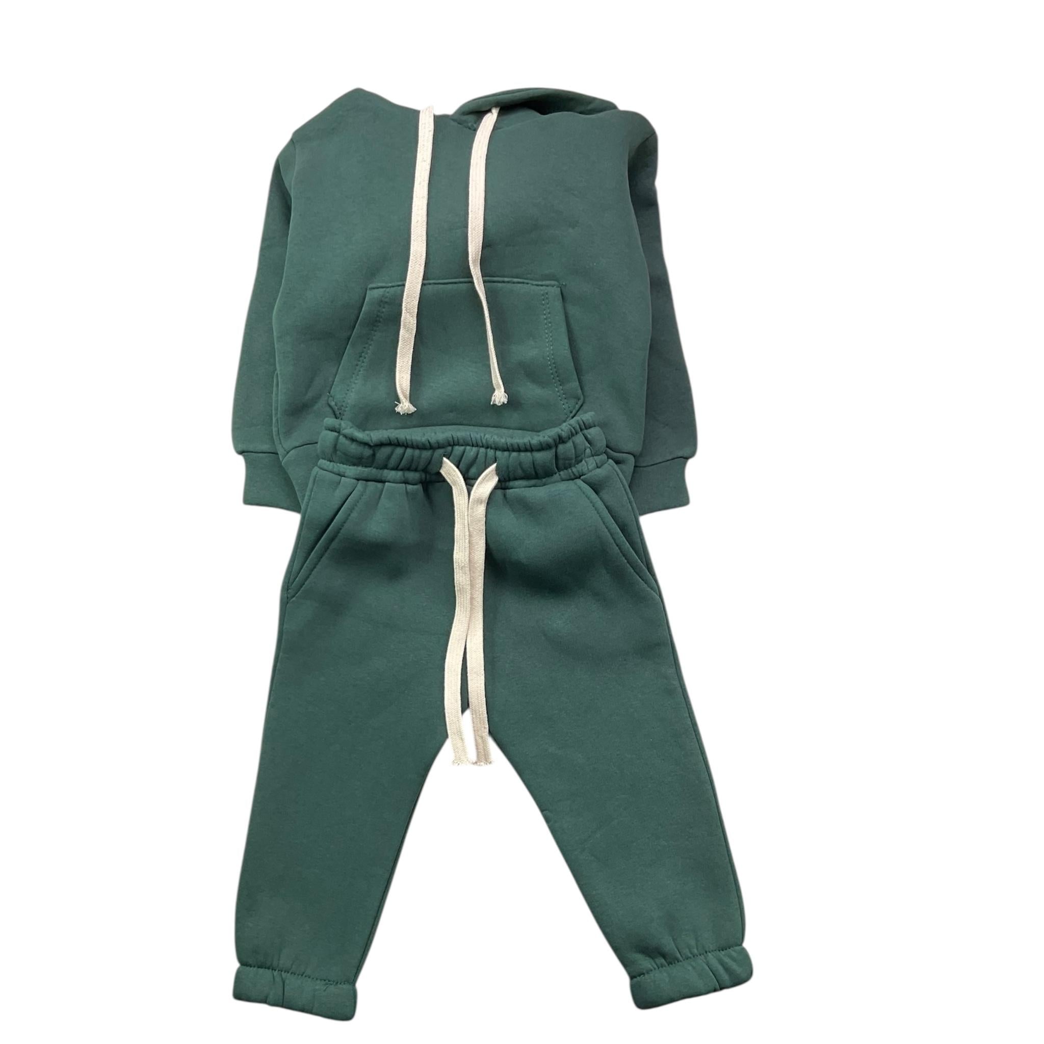 F-MAN completo 2pz tinta unita felpa-pantalone Verde per Neonato NEO1111 VERDE F-MAN 