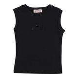 Aniye By Girl Solid Color Crew Neck Tank Top With Black Logo For Girls