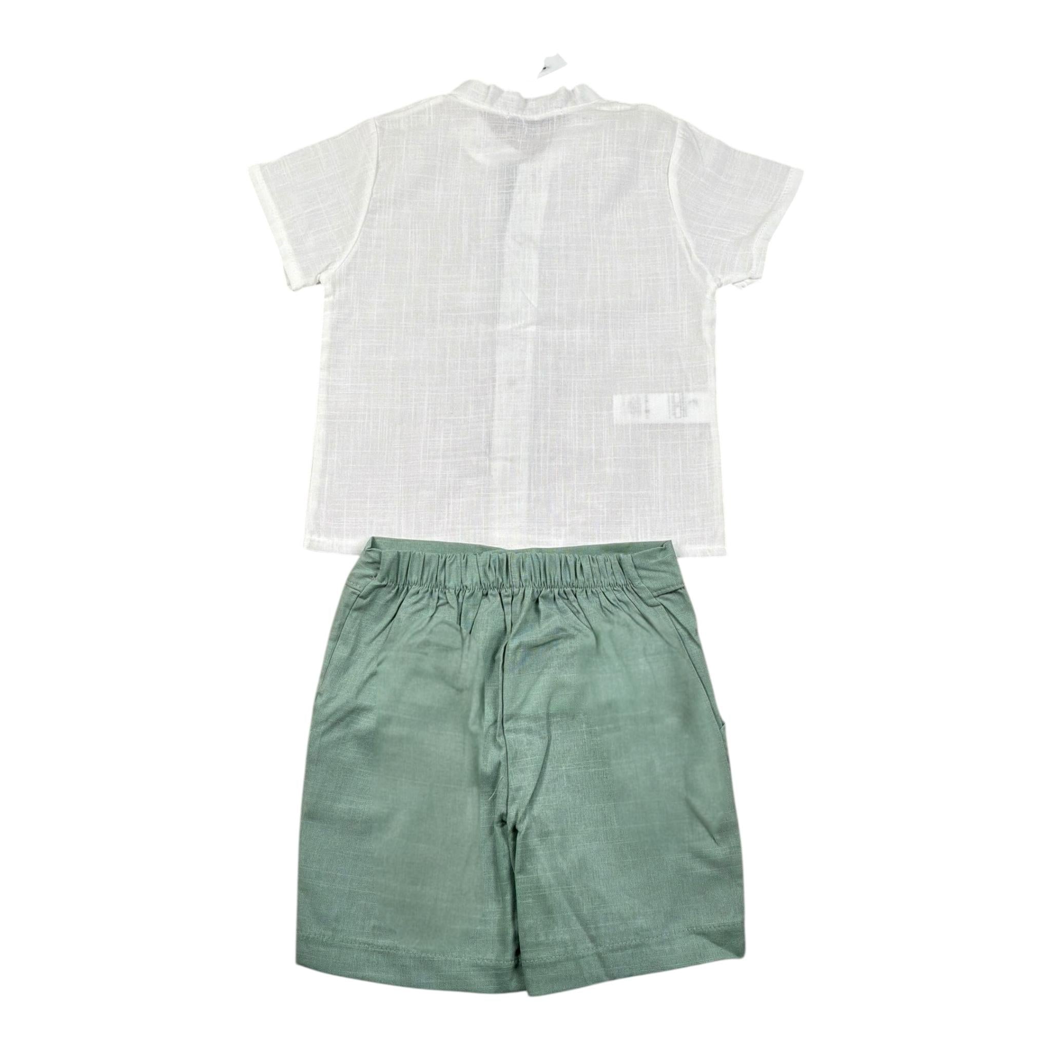 Calamaro Completo 2 Pezzi Camicia-Bermuda Bicolore per Bambino 11154J BIANCO/VERDE CALAMARO 