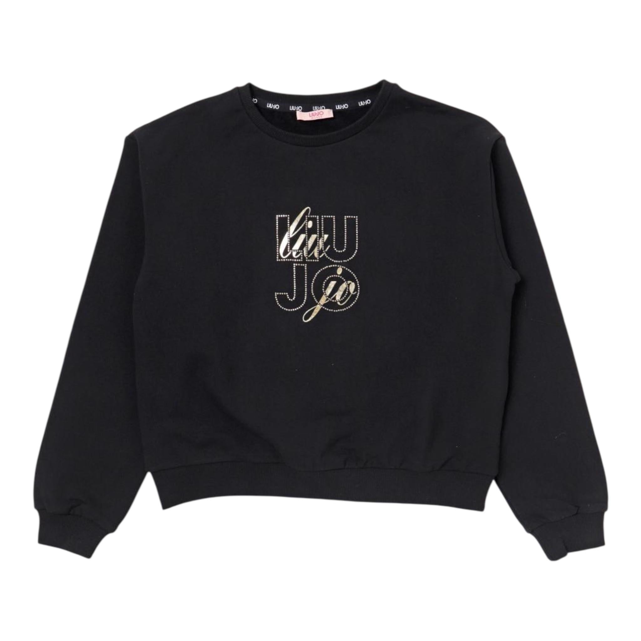 LIU JO felpa chiusa girocollo tinta unita cn brillantini Nero per Bambina GF3179X NERO LIU JO 