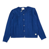 Carre'Ment Beau Cardigan Solid Color With Blue Embroidery For Boys