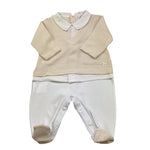 Barcellino Tutina Bicolore con Colletto per Neonato 9340 BIANCO/BEIGE BARCELLINO 