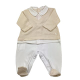 Barcellino Tutina Bicolore con Colletto per Neonato 9340 BIANCO/BEIGE BARCELLINO 