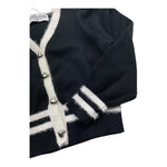 HATE LOVE cardigan tinta unita con righe in contrasto Nero per Bambina OJSW00346 NERO HATE LOVE 