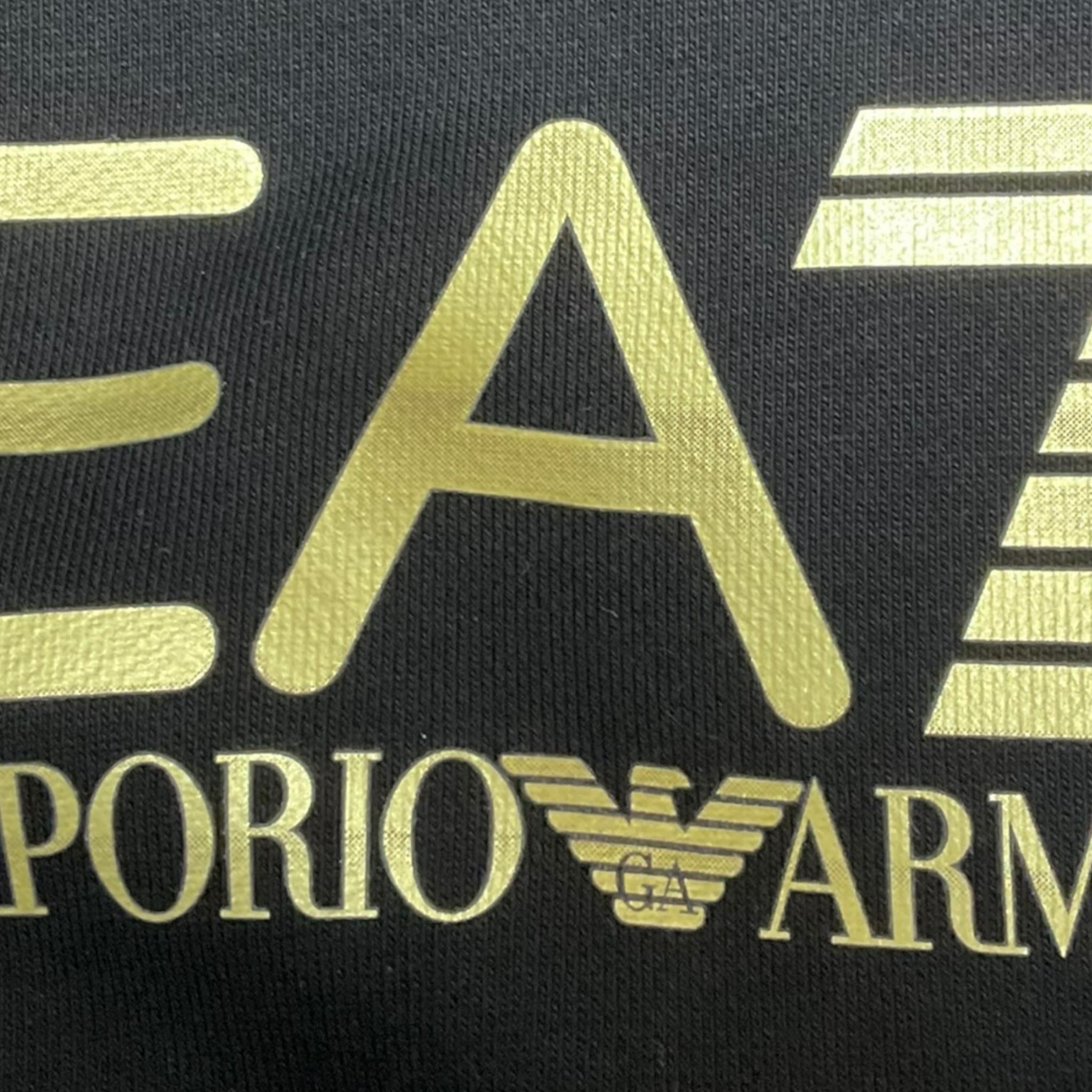 EMPORIO ARMANI felpa tinta unita con cappuccio  Nero/oro per Bambino 6DBM70 NERO/ORO EMPORIO ARMANI 