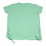Hinnominate Solid Color Crew Neck Lace Up T-Shirt Aqua For Girls