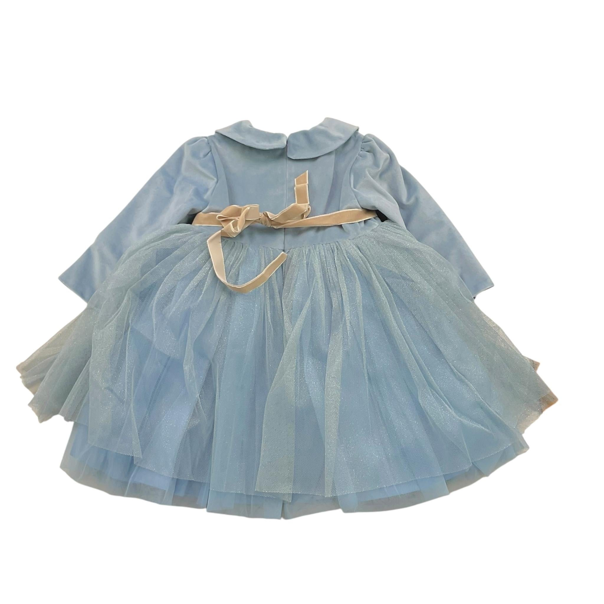 MARLU' abito cerimonia tinta unita con tulle Azzurro per Neonata IK318ML AZZURRO MARLU' 