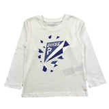 GUESS shirt girocollo tinta unita con stampa in contrasto Bianco per Neonata N4BI12I3Z14N BIANCO GUESS 