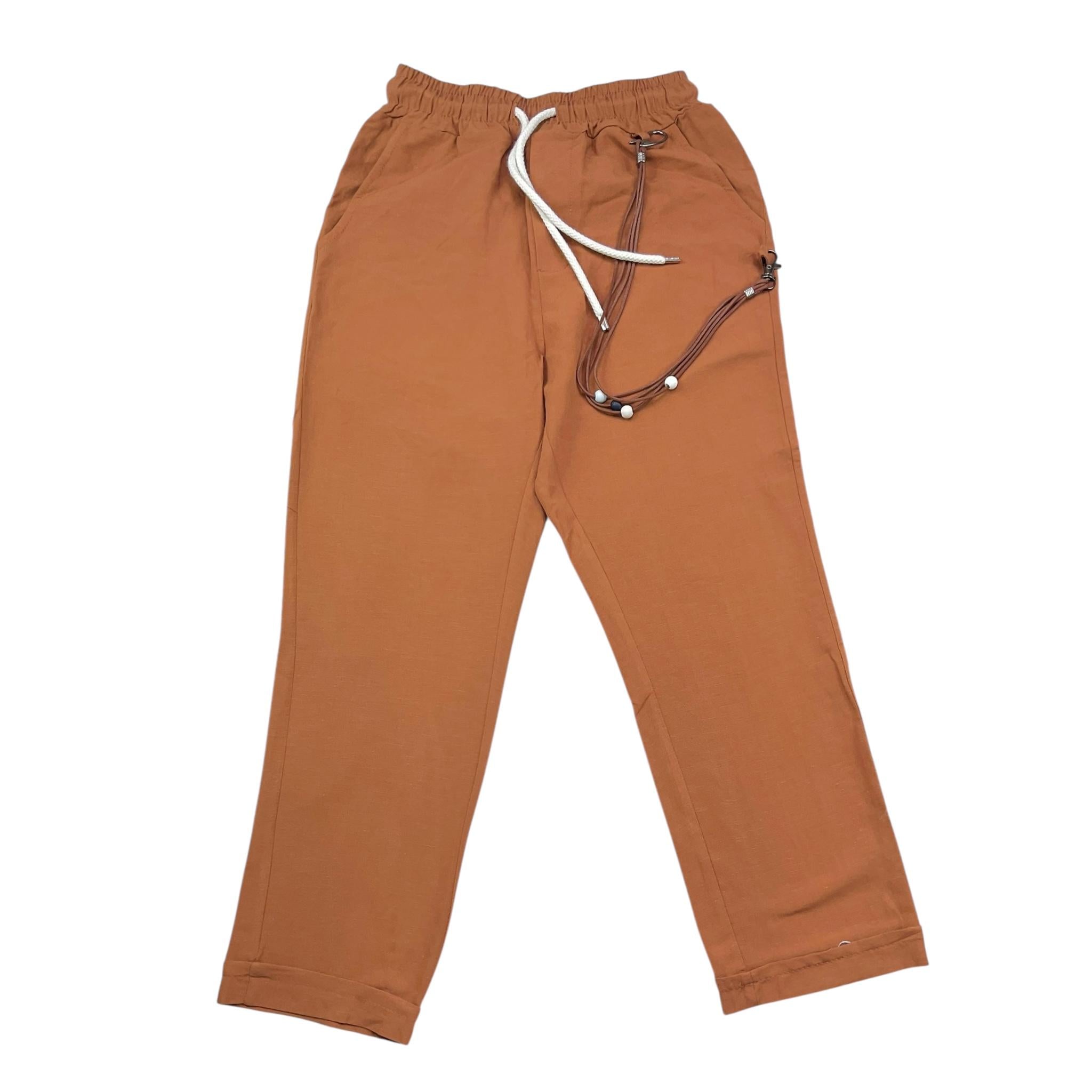 Never Too Pantalone Tinta Unita con Elastico In Vita per Bambino NT1567R MARRONE NEVER TOO 