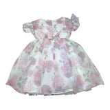 Monnalisa Abito Tinta Unita con Fantasia Fiori per Bambina 797904 BIANCO MONNALISA 