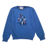 Cesare Paciotti Solid Color Crewneck Sweater With Cobalt Print For Boys