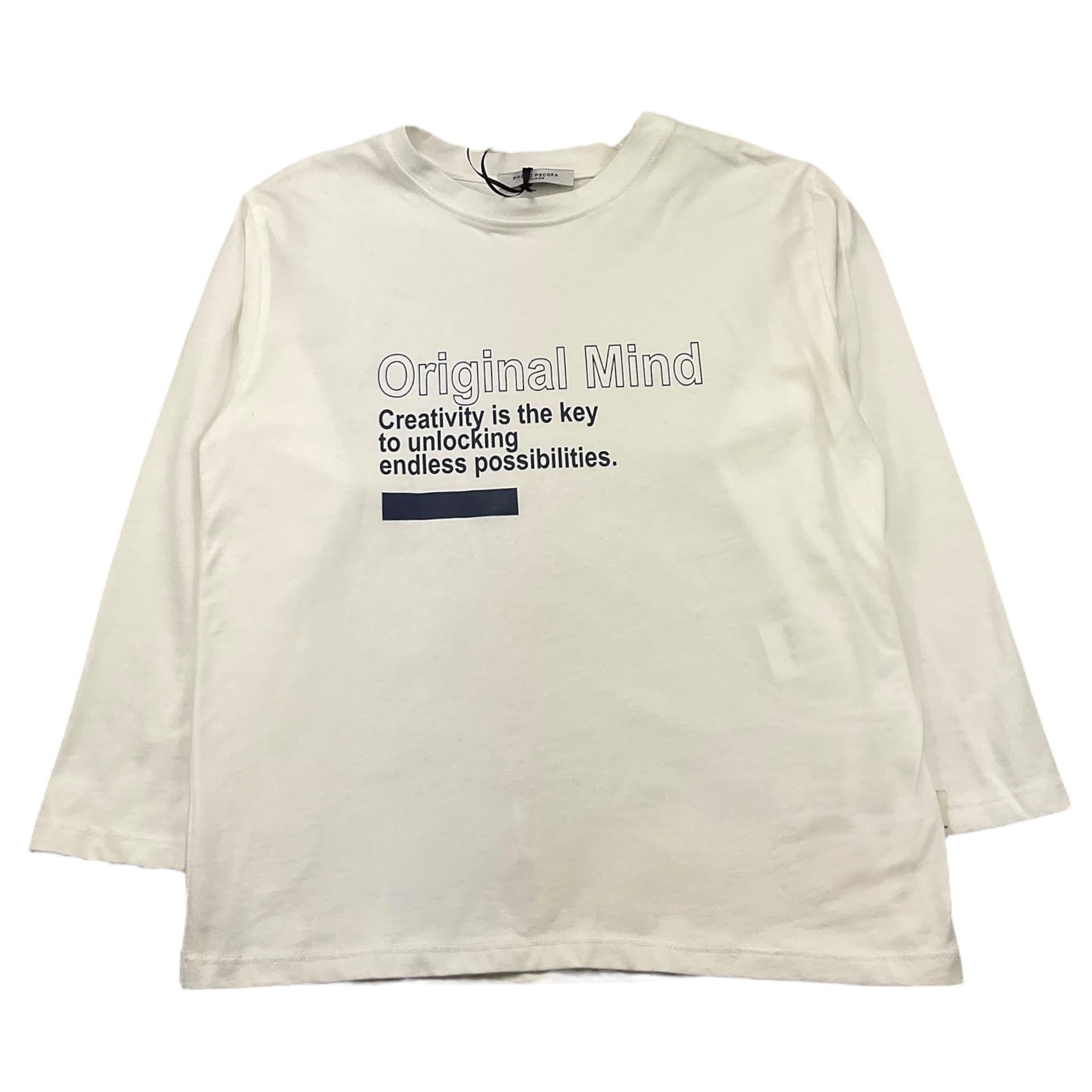PAOLO PECORA shirt girocollo tinta unita con stampa in contrasto Bianco per Bambino PP4140 BIANCO PAOLO PECORA 