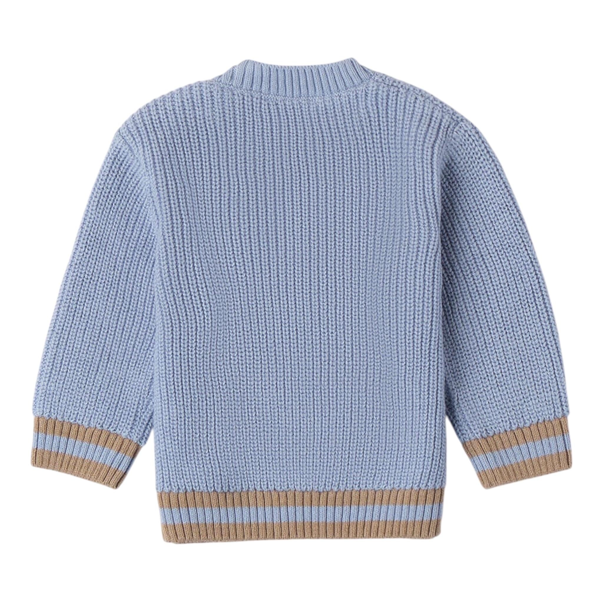 MINI BANDA maglia tinta unita con profili in contrasto Azzurro per Neonato 3A669 AZZURRO MINI BANDA 