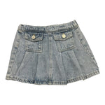 Manila Grace Gonna In Denim Tinta Unita con Elastico In Vita per Bambina 373GMBS25 AZZURRO MANILA GRACE 